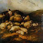 Thomas Sidney Cooper Canvas Paintings - Peasants and Sheep